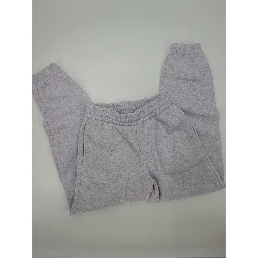 Womens Heather Gray Jogger Sweatpants XS High Rise Fleece Loungewear